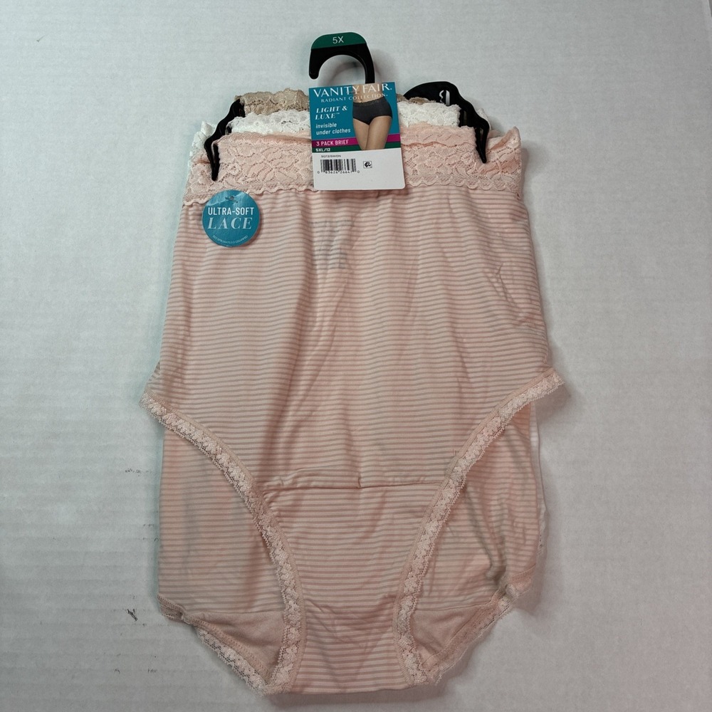 Vanity Fair Radiant Light & Luxe Invisible Under Clothes 3 Pack Briefs 5XL/12